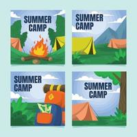design de postagem de mídia social de acampamento de verão dos desenhos animados vetor