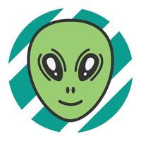 sorrindo a ilustração em vetor extraterrestre plana dos desenhos animados. alienígena  verde bonito, criatura fantástica. pronto para usar o modelo de caractere  2d para comercial, animação, design de impressão. herói cômico isolado