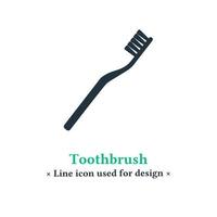 ícone de escova de dentes isolado em um fundo branco. cuidados bucais, símbolo de equipamentos de higiene bucal para aplicativos web e móveis.