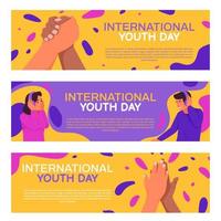 conjunto de bandeiras do dia internacional da juventude vetor