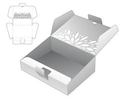 caixa inclinada estampada com modelo de corte e vinco de ponto bloqueado e maquete 3d vetor