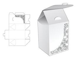 embalagem de lanche com modelo de corte estampado e maquete 3d vetor