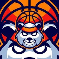 modelos de logotipo de esportes de basquete panda vetor