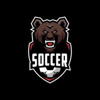 design de logotipo de time de urso de futebol premium vetor