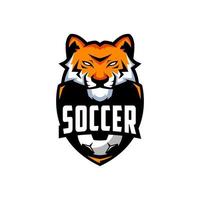 design de logotipo de time de tigre de futebol vetor