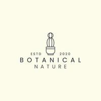 cacto com design de modelo de ícone de logotipo de estilo de arte de linha. botânico, árvore, plantas, ilustração vetorial vetor