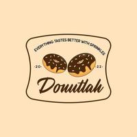 conceito de distintivo de logotipo de loja de donuts vetor