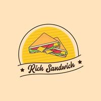 conceito de distintivo de logotipo de sanduíche rico vetor