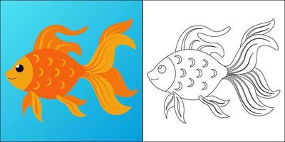 peixinho dourado adequado para ilustração vetorial de página para colorir infantil vetor