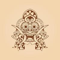 ilustração vetorial de textura grunge de máscara barong balinesa vetor