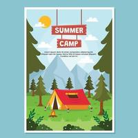 modelo de pôster acampamento de verão vetor