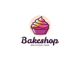 logotipo de ilustração de cupcake colorido para padaria e confeitaria vetor
