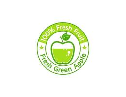 emblema ou carimbo de fruta de maçã verde fresca para bebida ou produto de marca vetor