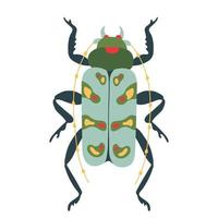 bug exótico, ícone de besouro. inseto em estilo cartoon plana isolado no fundo branco. ilustração vetorial para impressão, berçário, vestuário, cartões. vetor