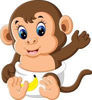 ilustração de macaco bonito dos desenhos animados vetor
