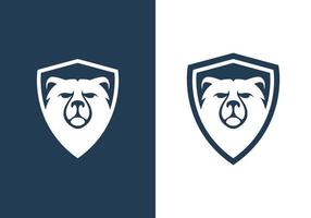 design de logotipo de urso escudo vetor