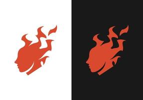 design de logotipo de mulher de fogo vetor