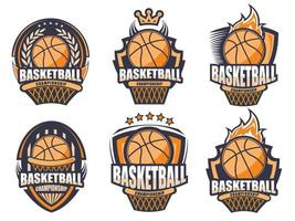 ilustração do conjunto de logotipo de basquete moderno