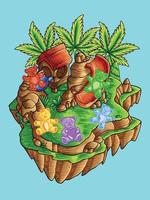 Cannabis goma de ursinho bonito playground de desenho animado vetor
