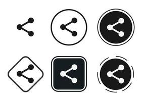 compartilhar o conjunto de ícones. coleção de logotipo de contorno preto de alta qualidade para design de site e aplicativos móveis de modo escuro. ilustração vetorial em um fundo branco vetor