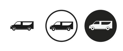 conjunto de ícones de van. coleção de logotipo de contorno preto de alta qualidade para design de site e aplicativos móveis de modo escuro. ilustração vetorial em um fundo branco vetor
