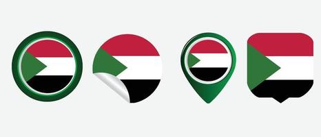 ícone de bandeira do Sudão. conjunto de ícones da web. coleção de ícones plana. ilustração vetorial simples. vetor
