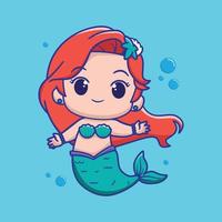 ilustração em vetor de ícones de sereia no estilo kawaii.