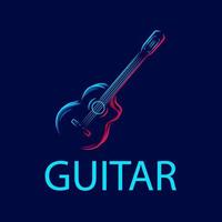 guitarra linha arte logotipo colorido vector design ilustração.