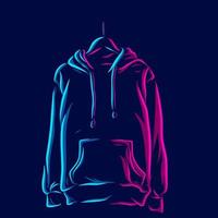 hoodie camisola jaqueta linha pop art retrato logotipo colorido design com fundo escuro. ilustração em vetor abstrato.