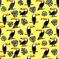 padrão sem emenda de pássaro da selva em estilo doodle com tucano simples. impressão vetorial plana para têxteis, tecidos, embrulhos, papéis de parede.