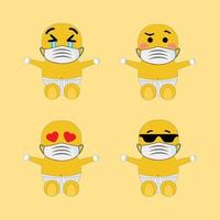 conjunto de emoji fofo de rosto de bebê vetor defferent3