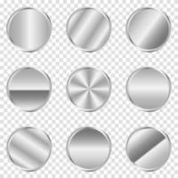 botão de círculo de prata de luxo. círculo de prata. botão de metal realista. ilustração vetorial vetor