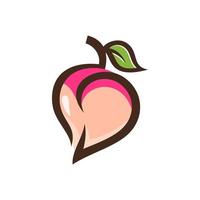 ilustração em vetor design de logotipo de bunda de pêssego