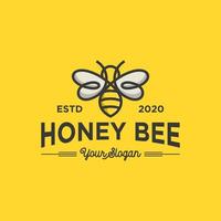 ilustração em vetor modelo de logotipo de abelha de mel vintage