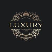 modelo de logotipo de círculo de luxo heráldico floral em vetor para restaurante, realeza, boutique, café, hotel, joias, moda e outras ilustrações vetoriais