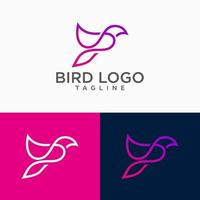 modelo de vetor de design de contorno de arte de linha abstrata de logotipo de pássaro