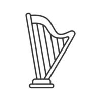 ícone linear de harpa. ilustração de linha fina. símbolo de contorno. desenho de contorno isolado de vetor