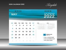 vetor de modelo de calendário de mesa 2022, maio de 2022 ano