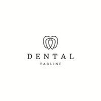 dente dental com modelo de design de ícone de logotipo de estilo de linha vetor plana