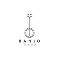 modelo de design de ícone de logotipo de instrumento de música de guitarra banjo vetor plano