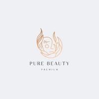 modelo de design de ícone de logotipo de estilo de linha gradiente floral mulher lua. elegante, luxo, beleza, produto cosmético, spa, ilustração vetorial plana moderna vetor