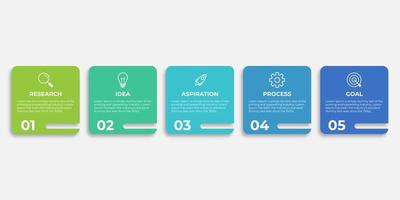 modelo de infográfico de negócios. rótulo de design de linha fina com ícone e 5 opções, etapas ou processos. vetor