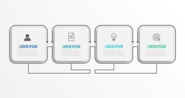 visualização de dados de negócios. gráfico de processo. elementos de gráfico, diagrama com 4 etapas, opções, partes ou processos vetor