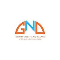 design criativo do logotipo da carta gnd com gráfico vetorial vetor