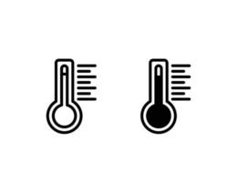 ícones de termômetro. ícone de contorno e ícone sólido vetor