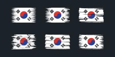 coleção de escova de bandeira da coreia do sul. bandeira nacional vetor