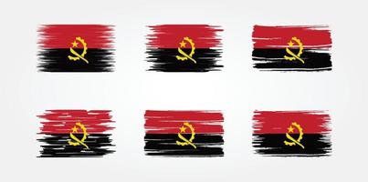 coleção de escovas de bandeira de angola. bandeira nacional vetor