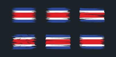 coleção de escova de bandeira da costa rica. bandeira nacional vetor