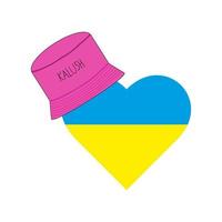 bandeira do coração da ucrânia no chapéu panamá rosa vetor