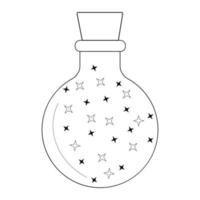 ilustração vetorial doodle de garrafa de poção redonda com estrelas dentro vetor